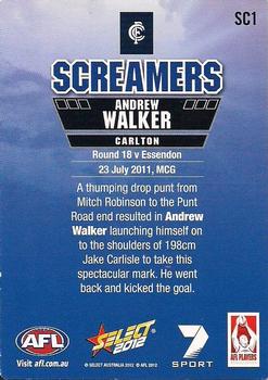 2012 Select AFL Champions - Screamers #SC1 Andrew Walker Back